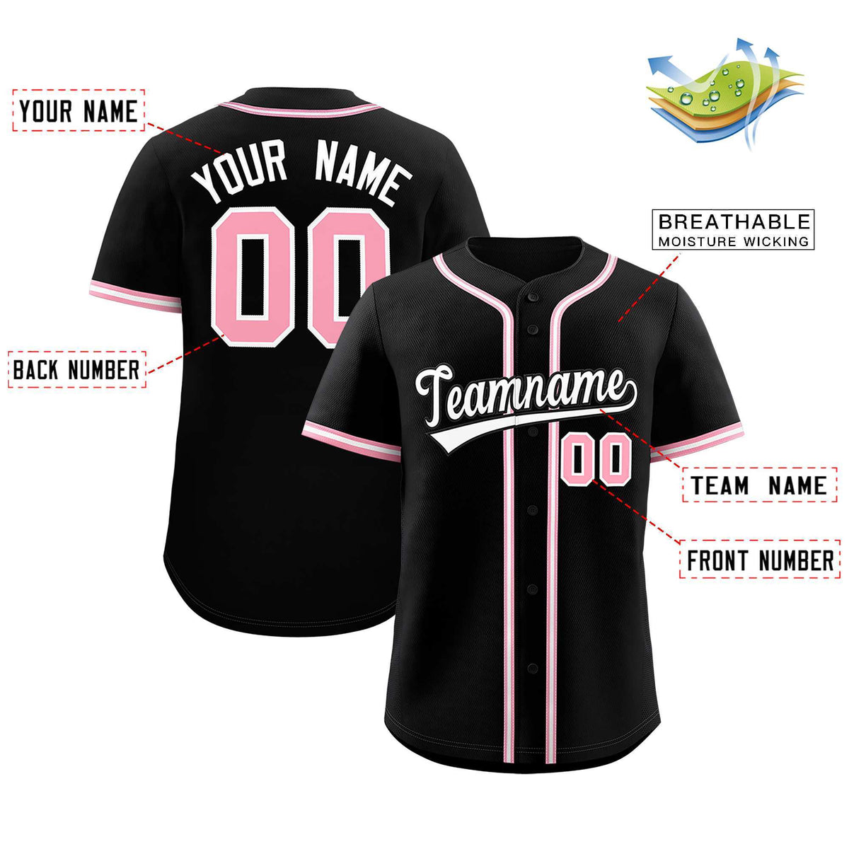 Custom Black Classic Style Authentic Baseball Jersey