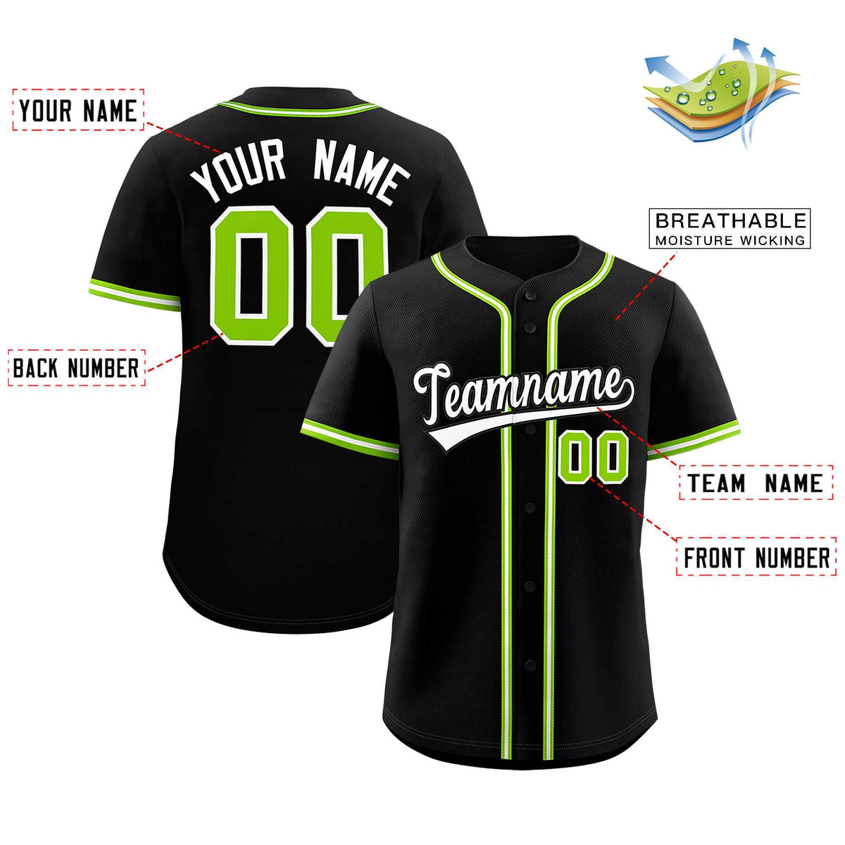 Custom Black Classic Style Authentic Baseball Jersey