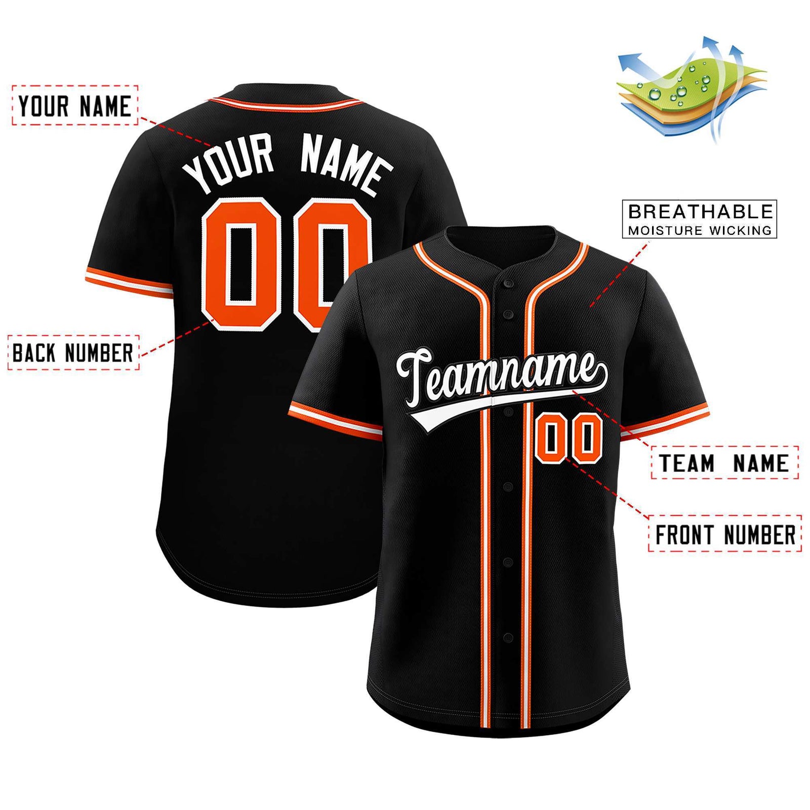 Custom Black Classic Style Authentic Baseball Jersey