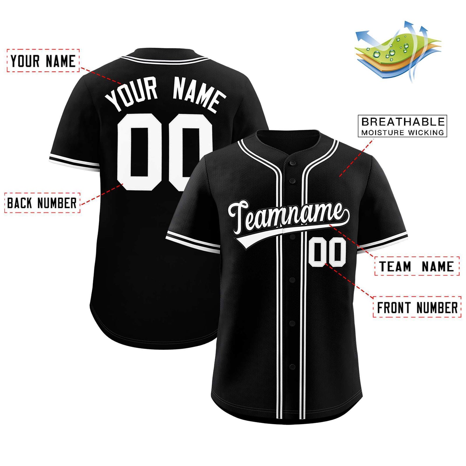 Custom Black Classic Style Authentic Baseball Jersey