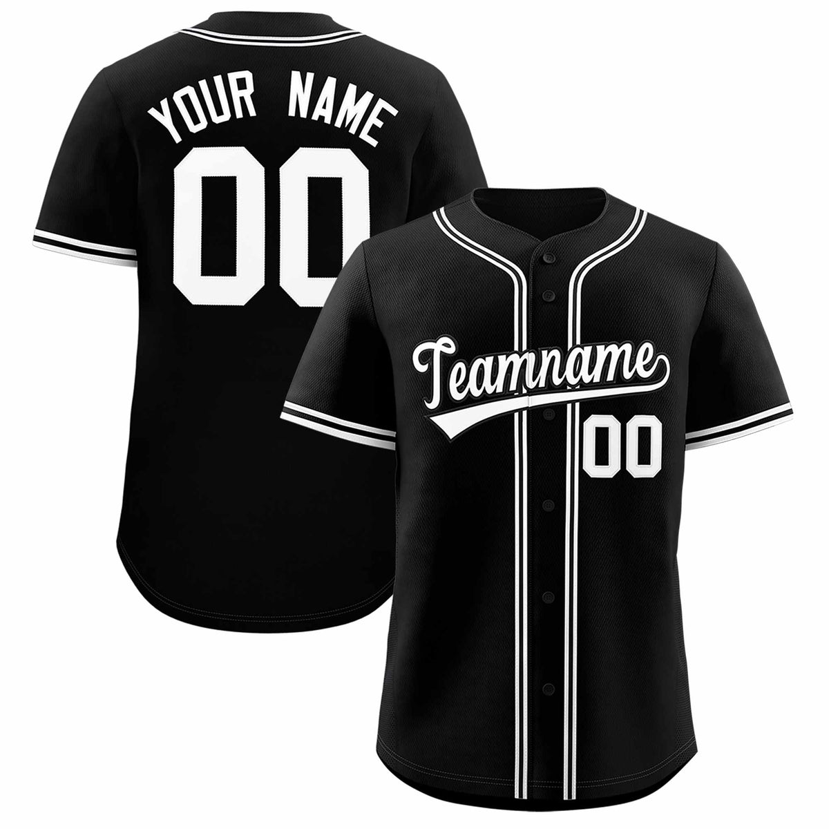 Custom Black Classic Style Authentic Baseball Jersey