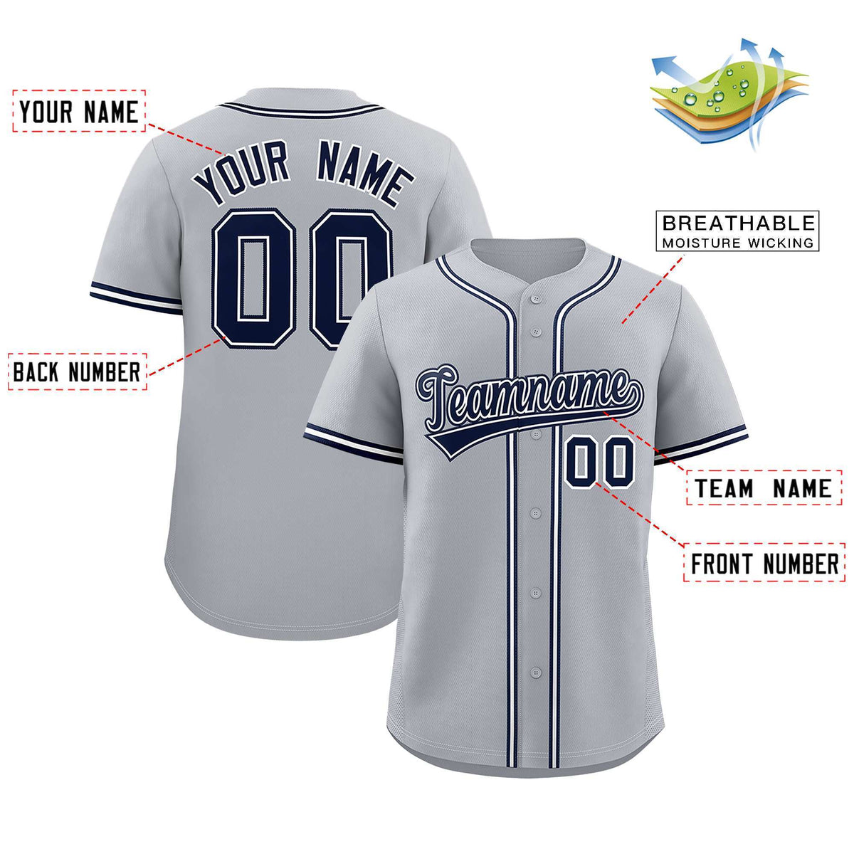 Custom Gray Classic Style Authentic Baseball Jersey