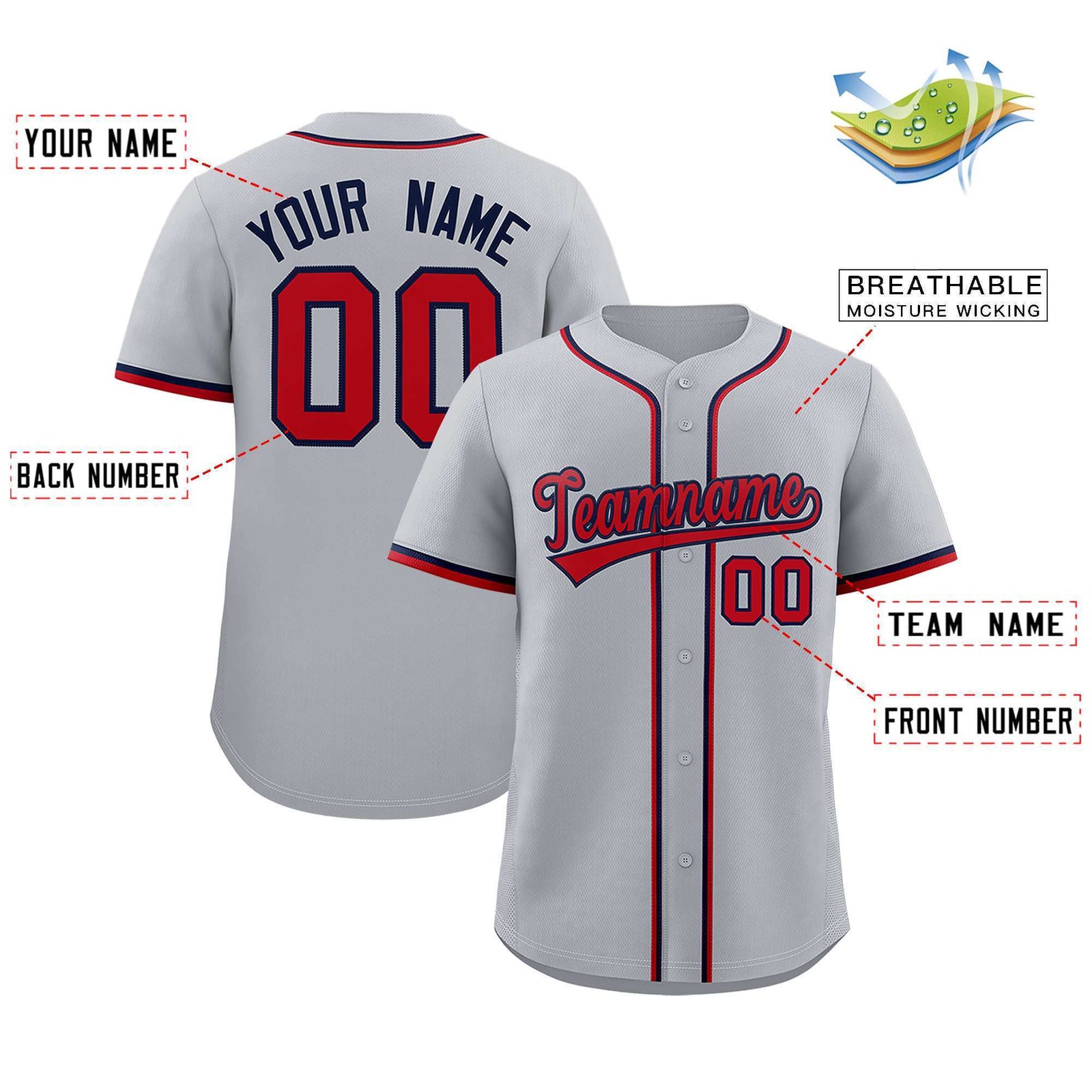 Custom Gray Classic Style Authentic Baseball Jersey