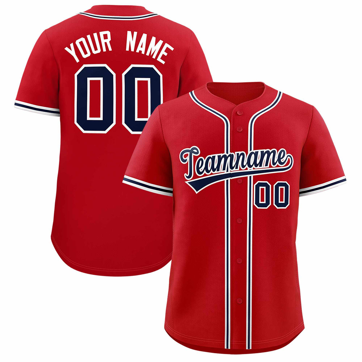 Custom Red Classic Style Authentic Baseball Jersey