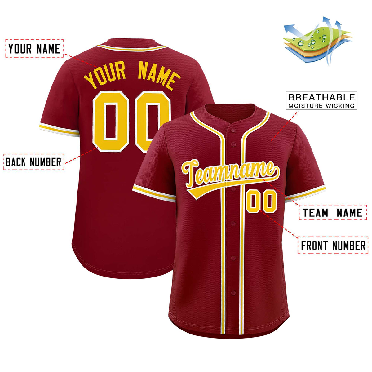 Custom Crimson Classic Style Authentic Baseball Jersey