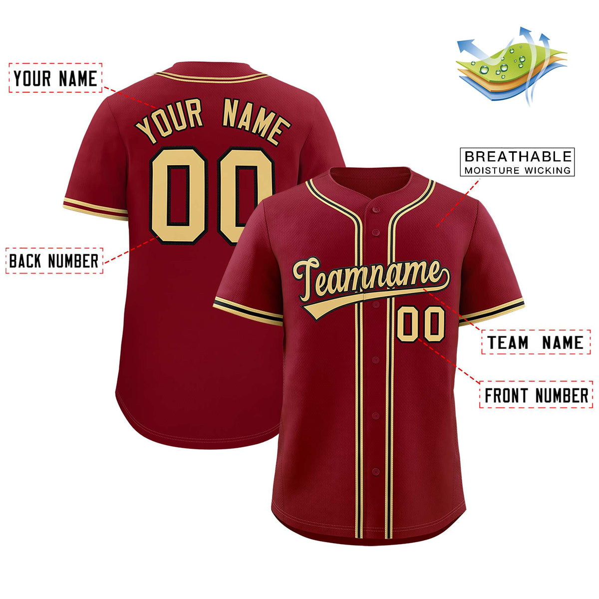 Custom Crimson Classic Style Authentic Baseball Jersey
