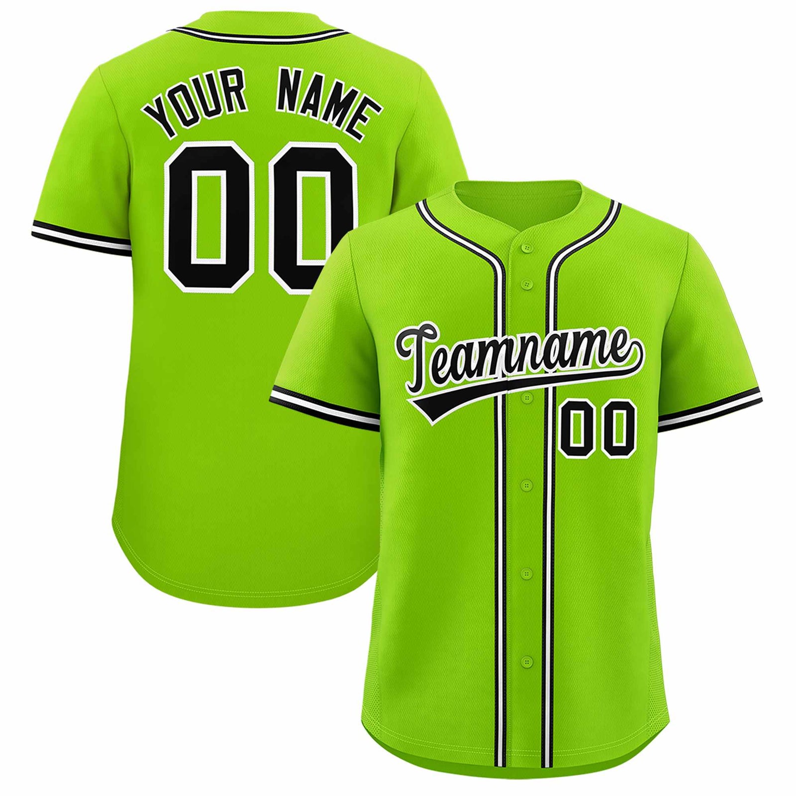 Custom Neon Green Classic Style Authentic Baseball Jersey