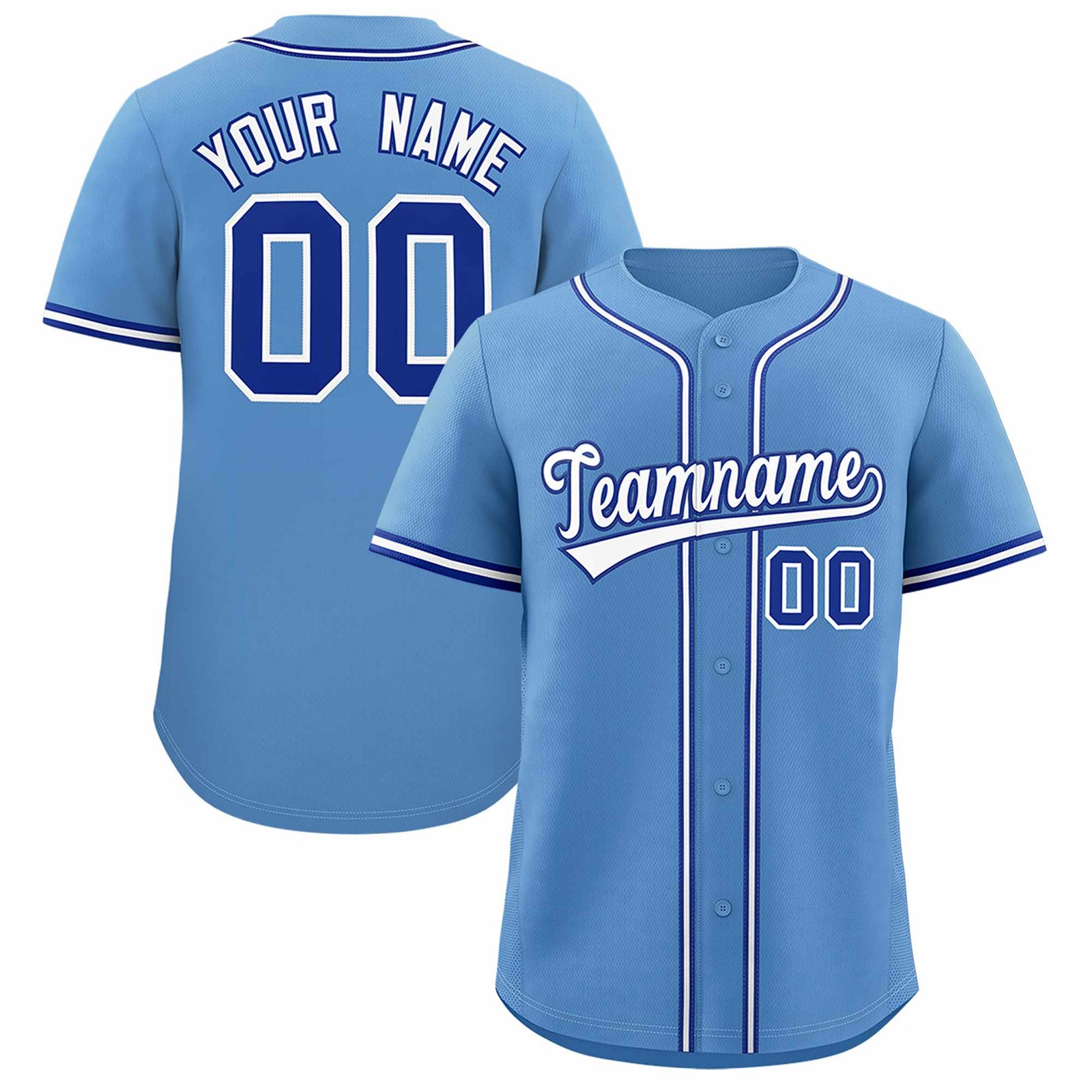 Custom Light Blue Classic Style Authentic Baseball Jersey