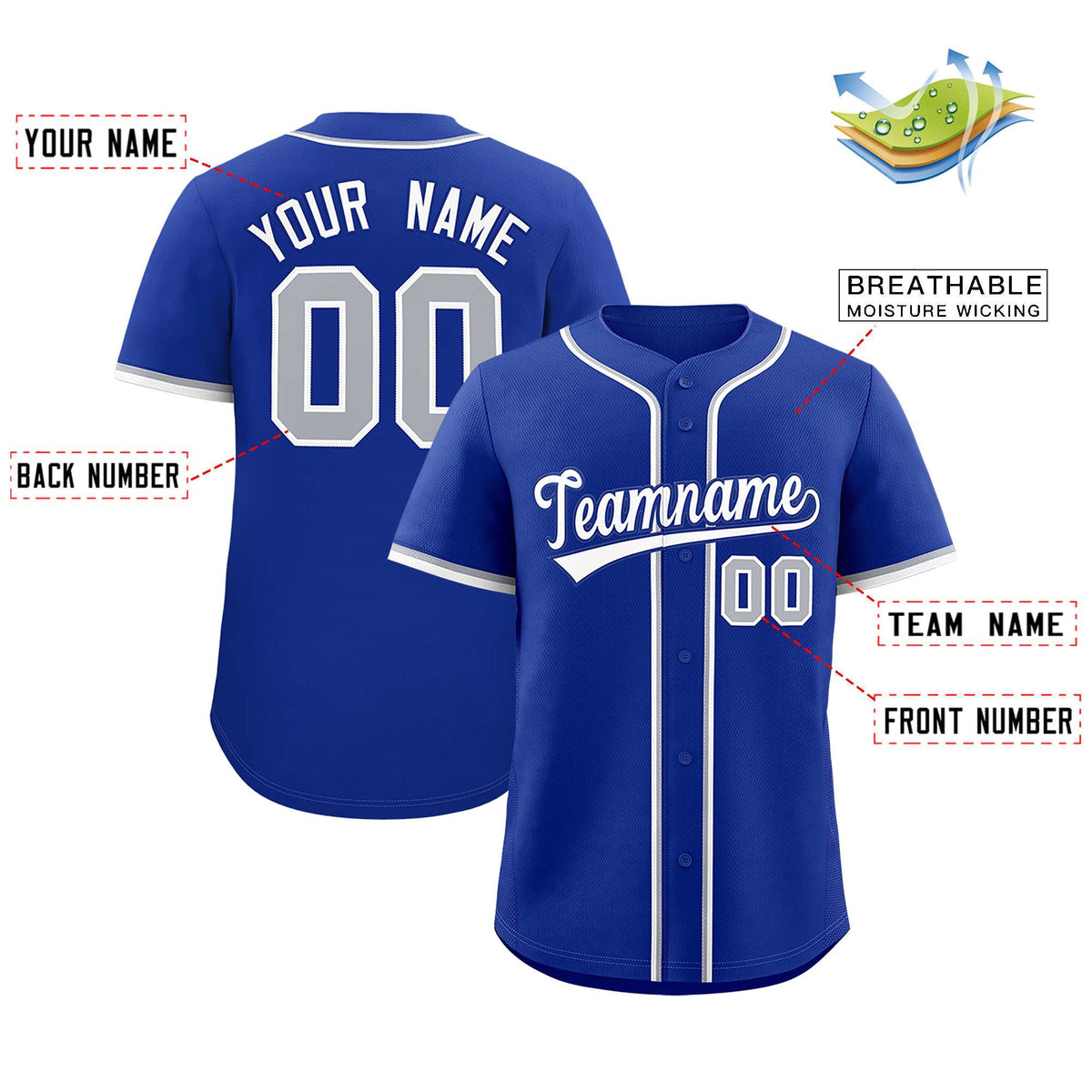 Custom Royal Classic Style Authentic Baseball Jersey