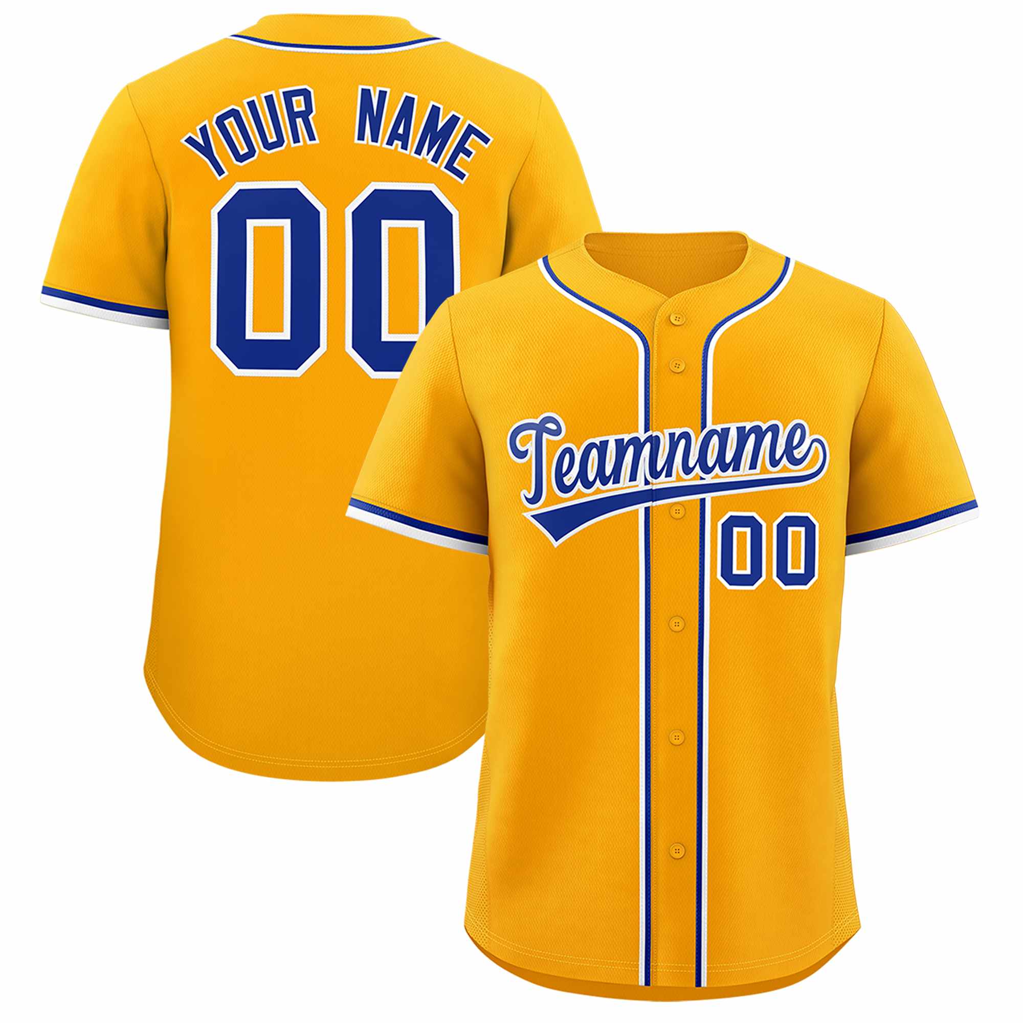 Custom Yellow Classic Style Authentic Baseball Jersey