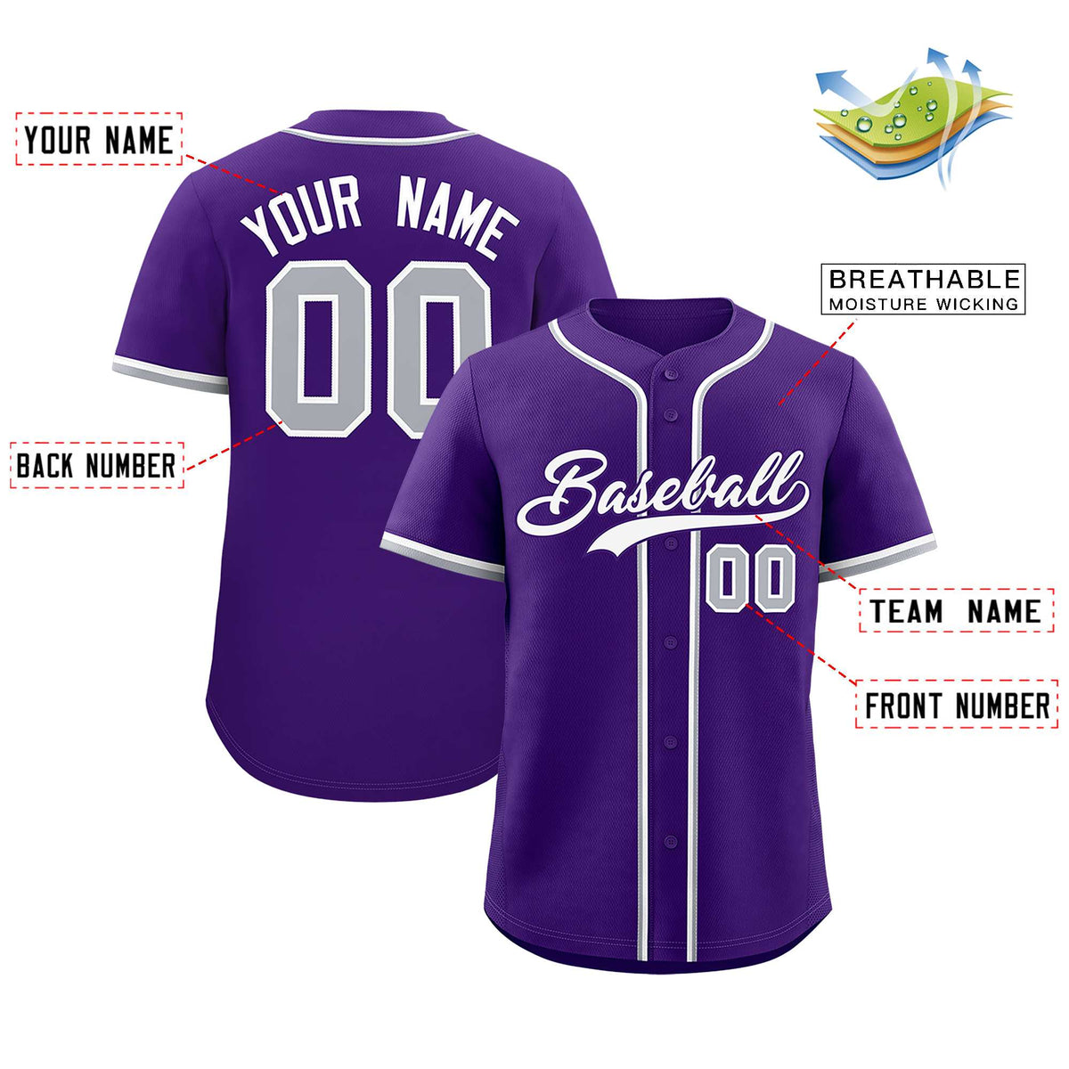Custom Purple Classic Style Authentic Baseball Jersey