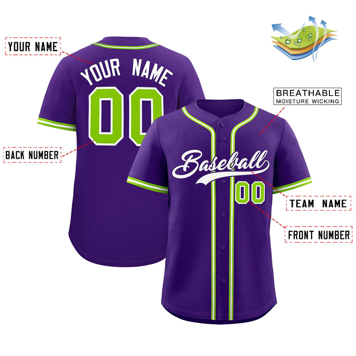 Custom Purple Classic Style Authentic Baseball Jersey