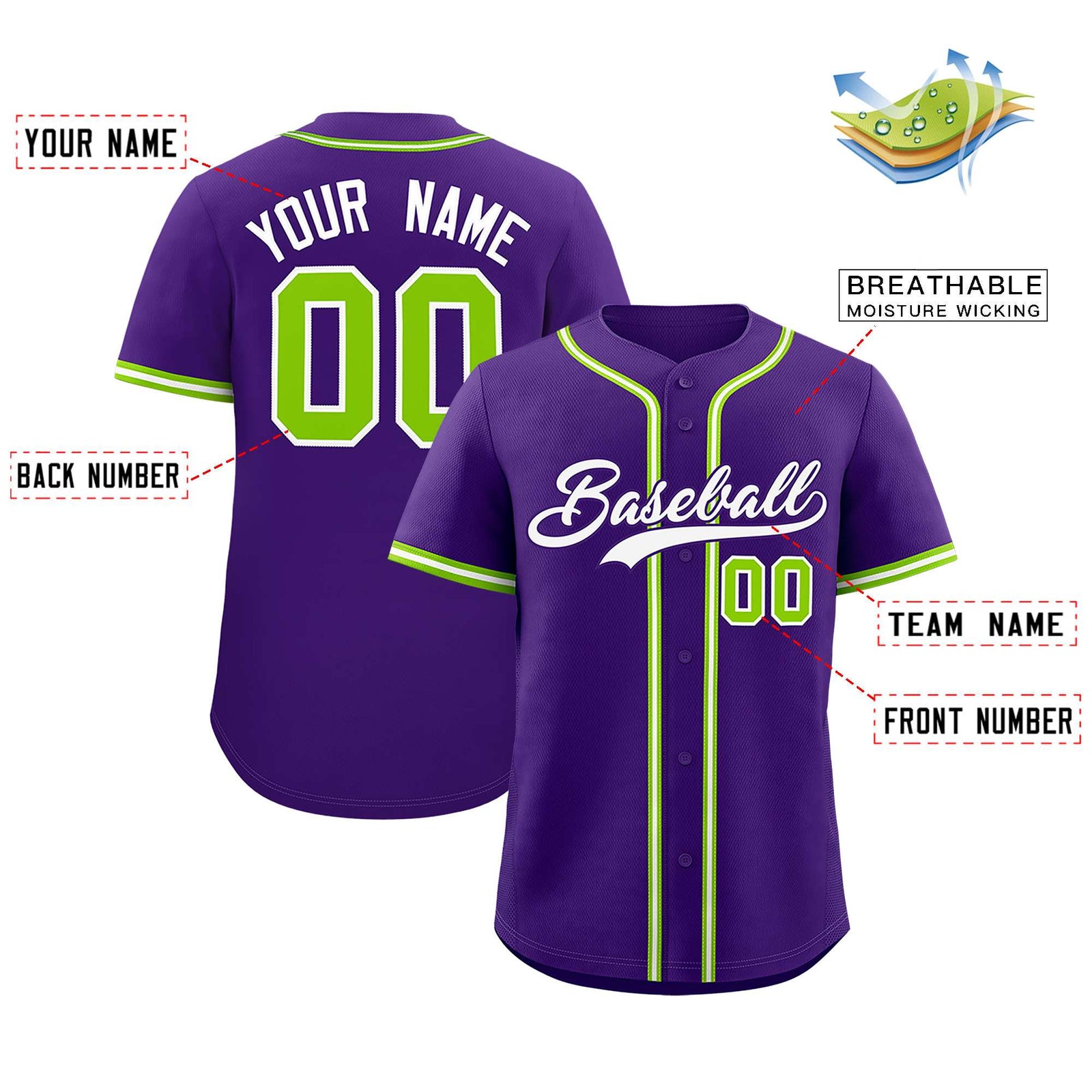 Custom Purple Classic Style Authentic Baseball Jersey