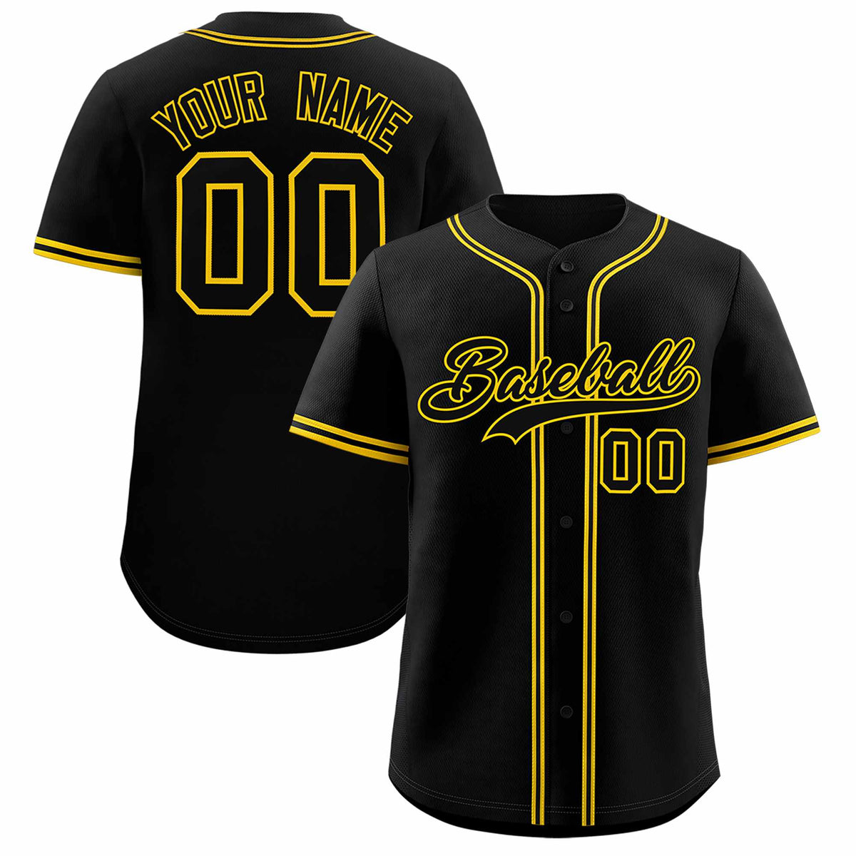 Custom Black Classic Style Authentic Baseball Jersey