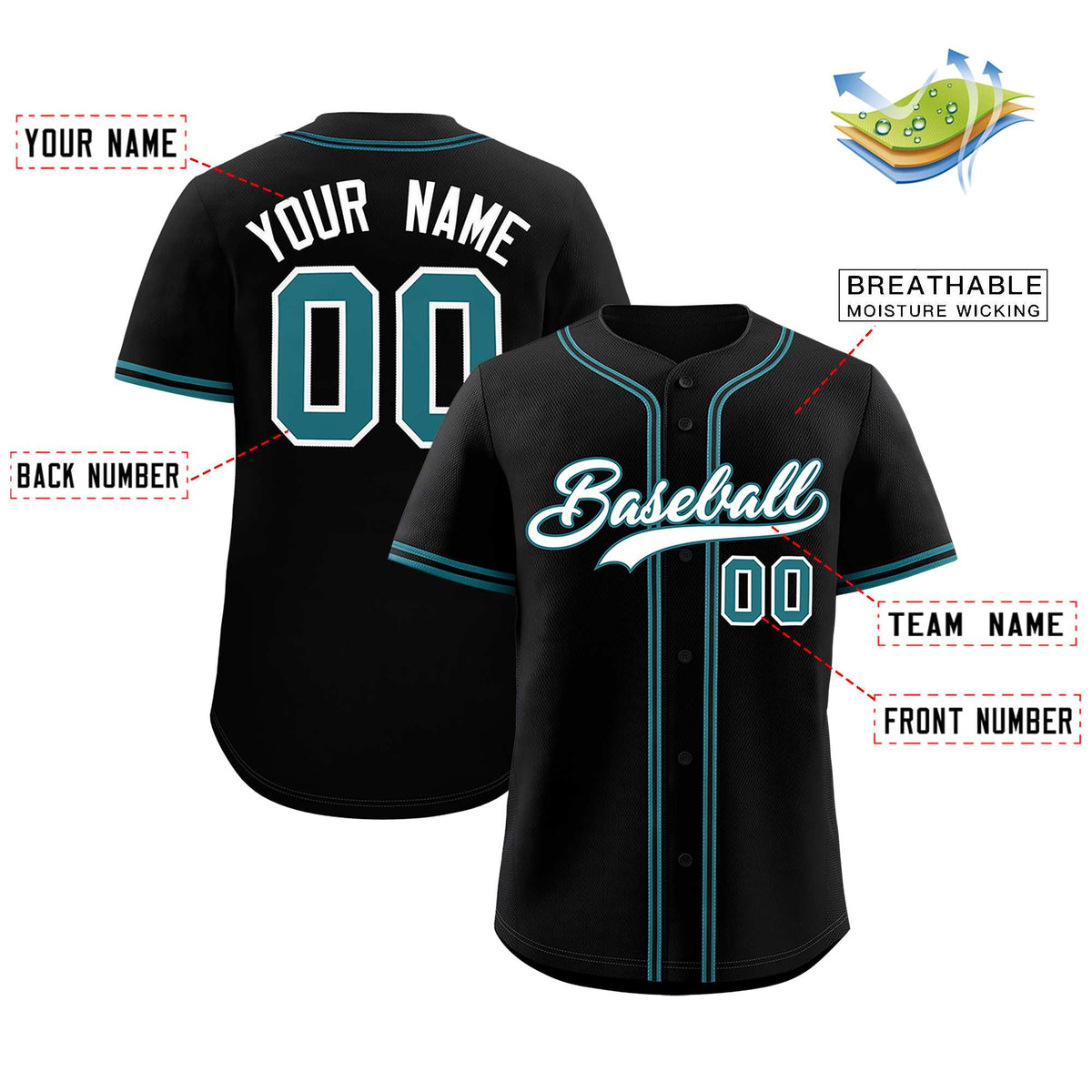 Custom Black Classic Style Authentic Baseball Jersey