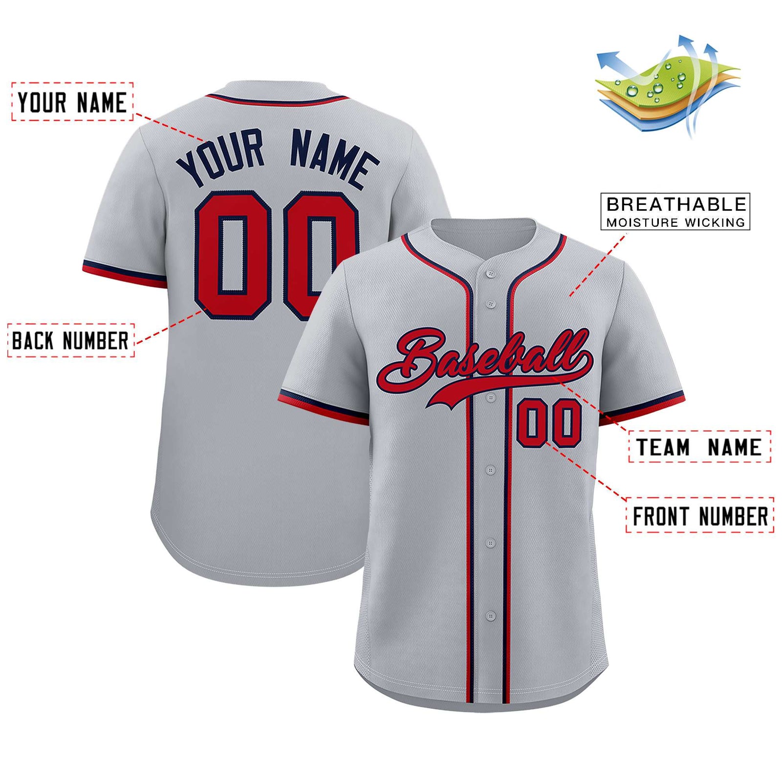 Custom Gray Classic Style Authentic Baseball Jersey