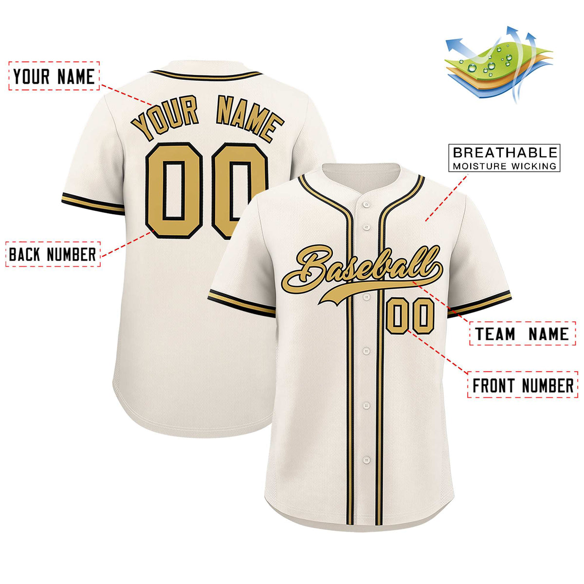 Custom Cream Classic Style Authentic Baseball Jersey
