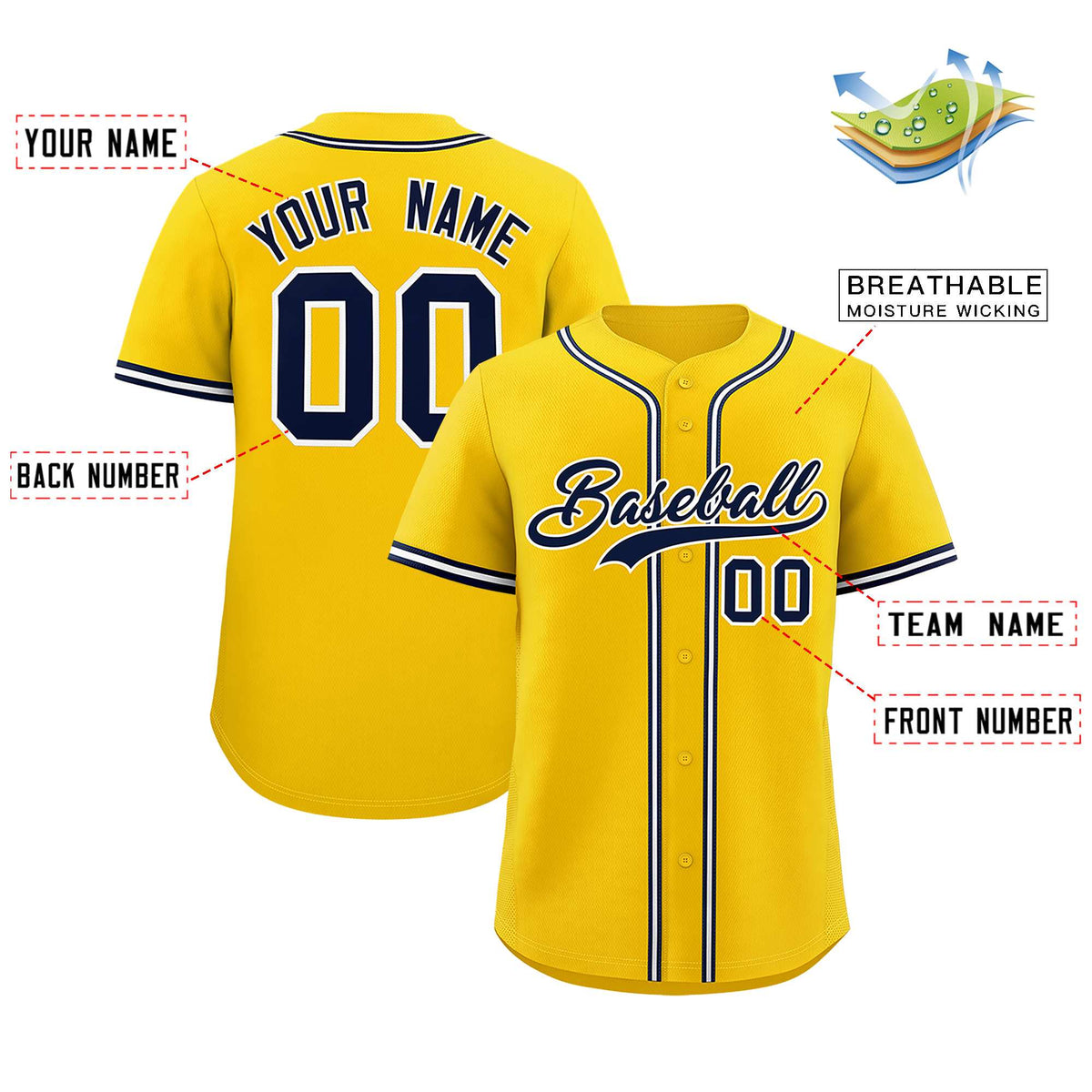 Custom Gold Classic Style Authentic Baseball Jersey