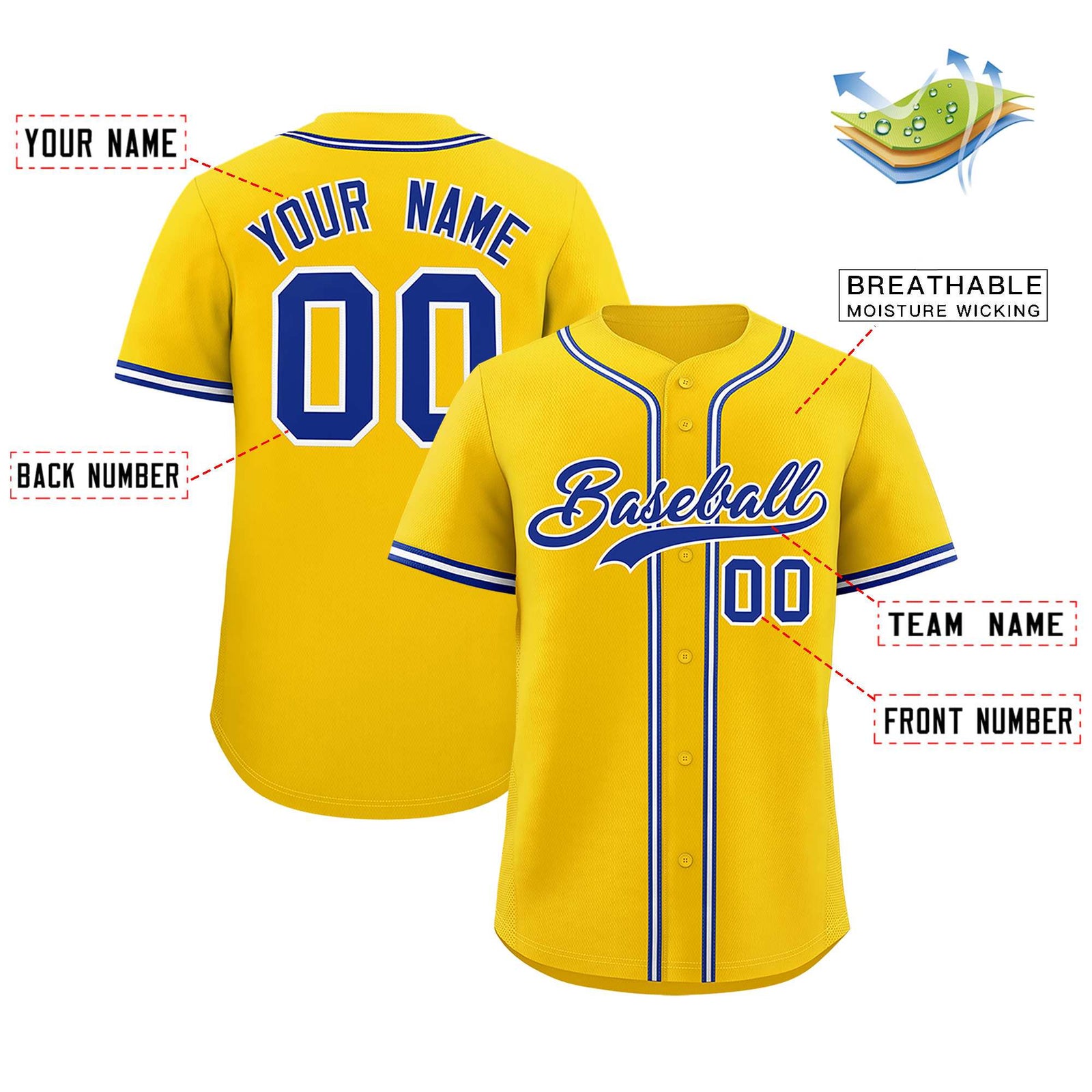 Custom Gold Classic Style Authentic Baseball Jersey
