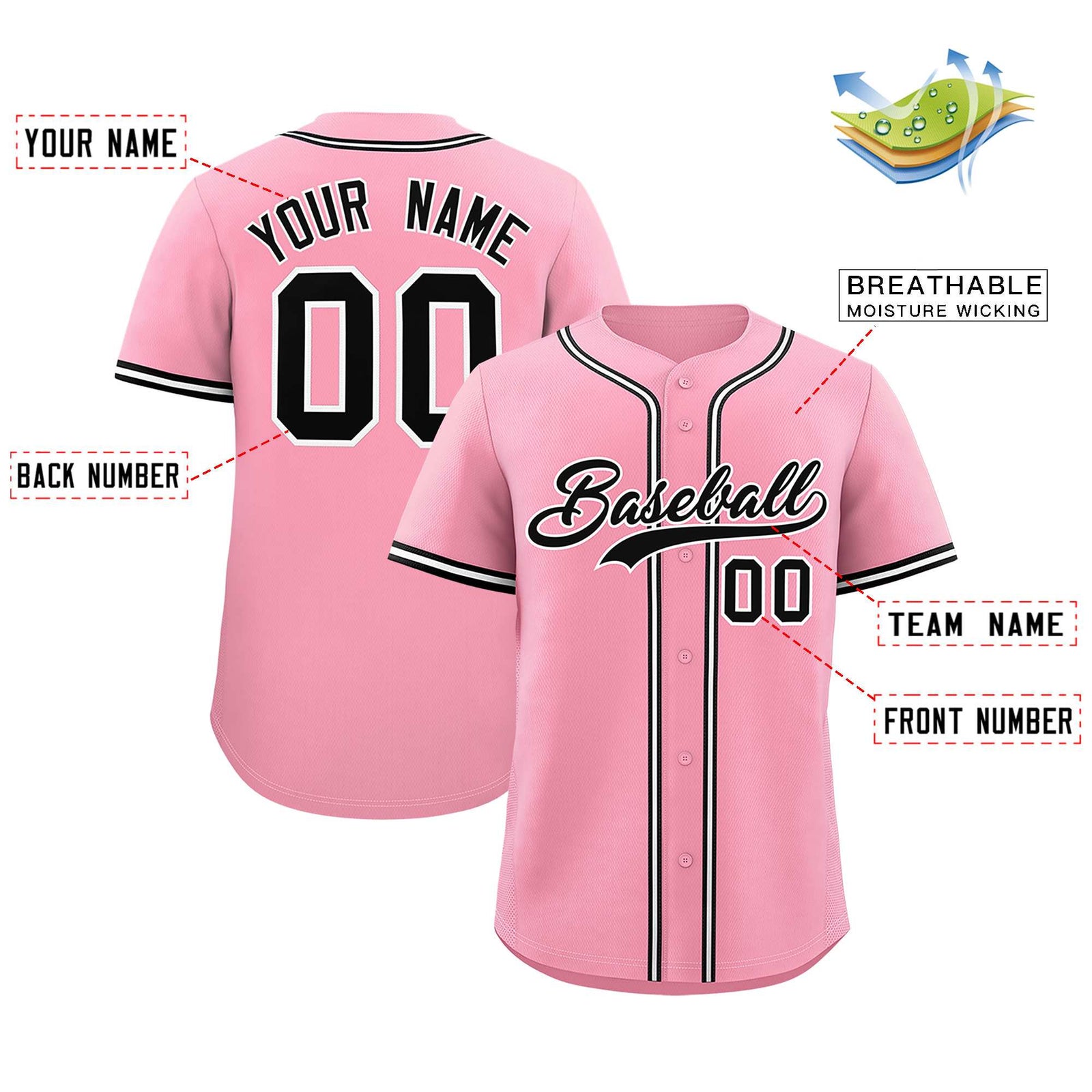 Custom Light Pink Classic Style Authentic Baseball Jersey