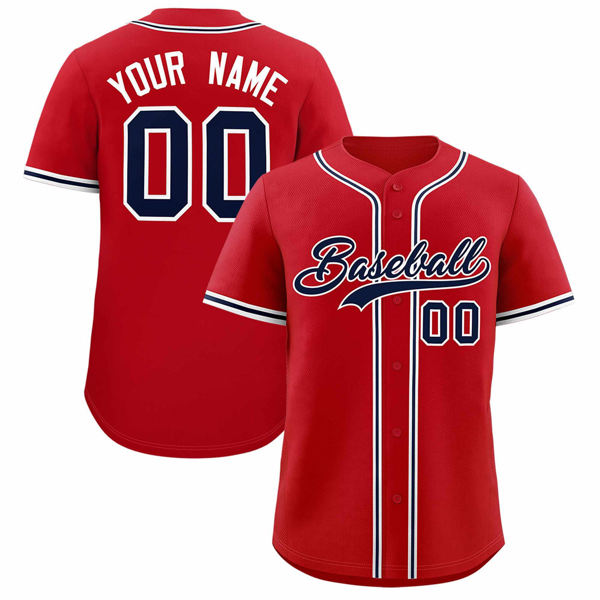 Custom Red Classic Style Authentic Baseball Jersey