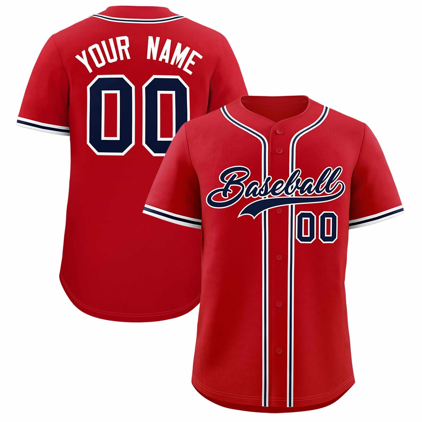Custom Red Classic Style Authentic Baseball Jersey
