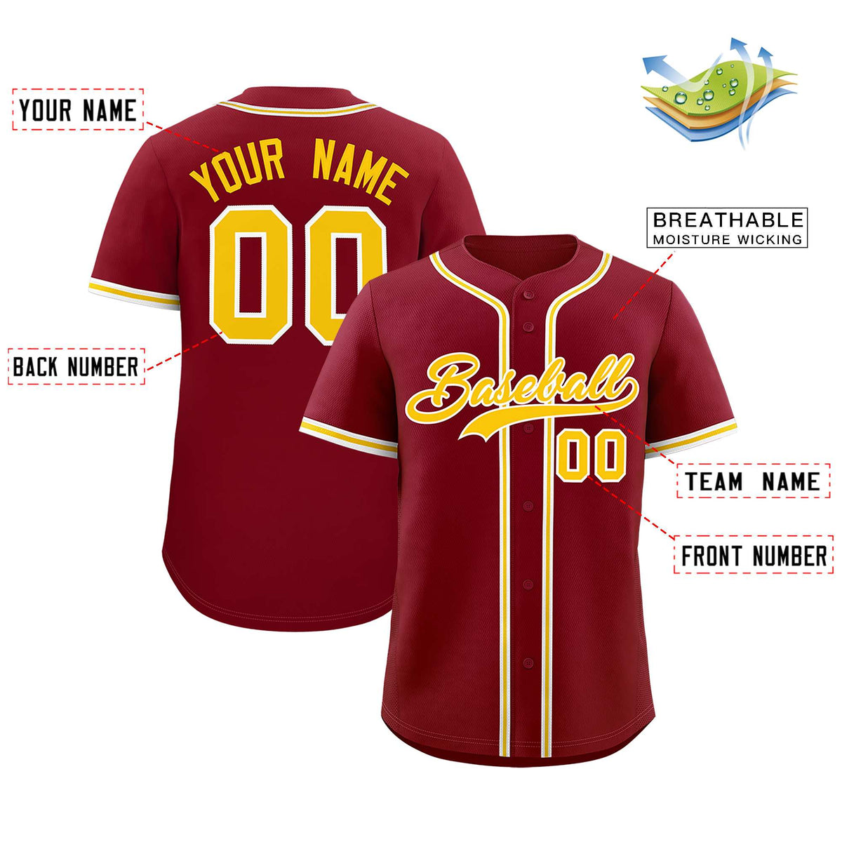 Custom Crimson Classic Style Authentic Baseball Jersey
