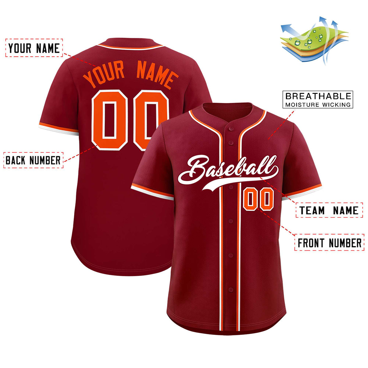 Custom Crimson Classic Style Authentic Baseball Jersey
