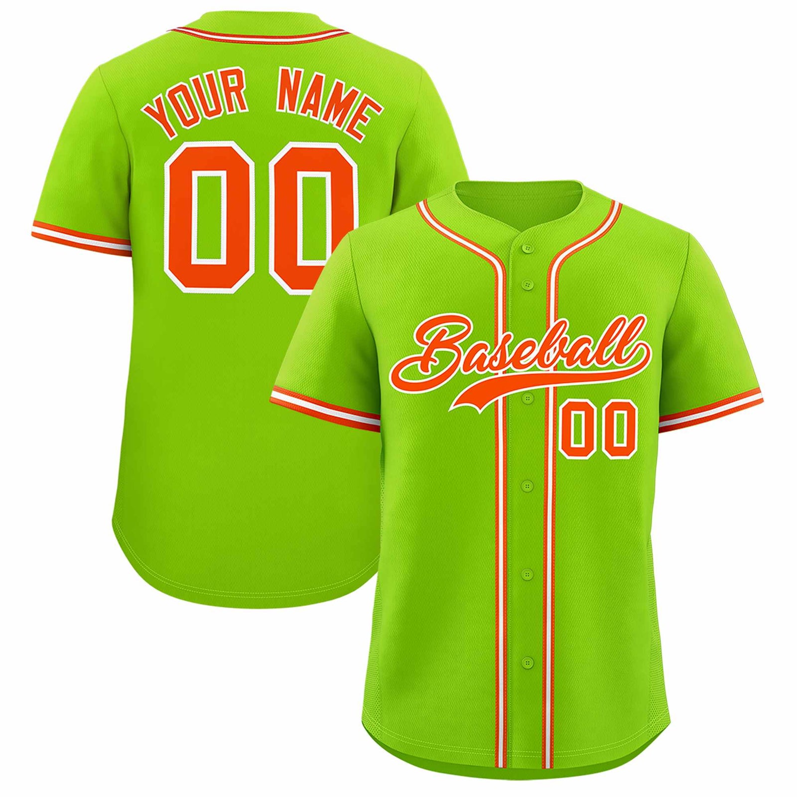 Custom Neon Green Classic Style Authentic Baseball Jersey