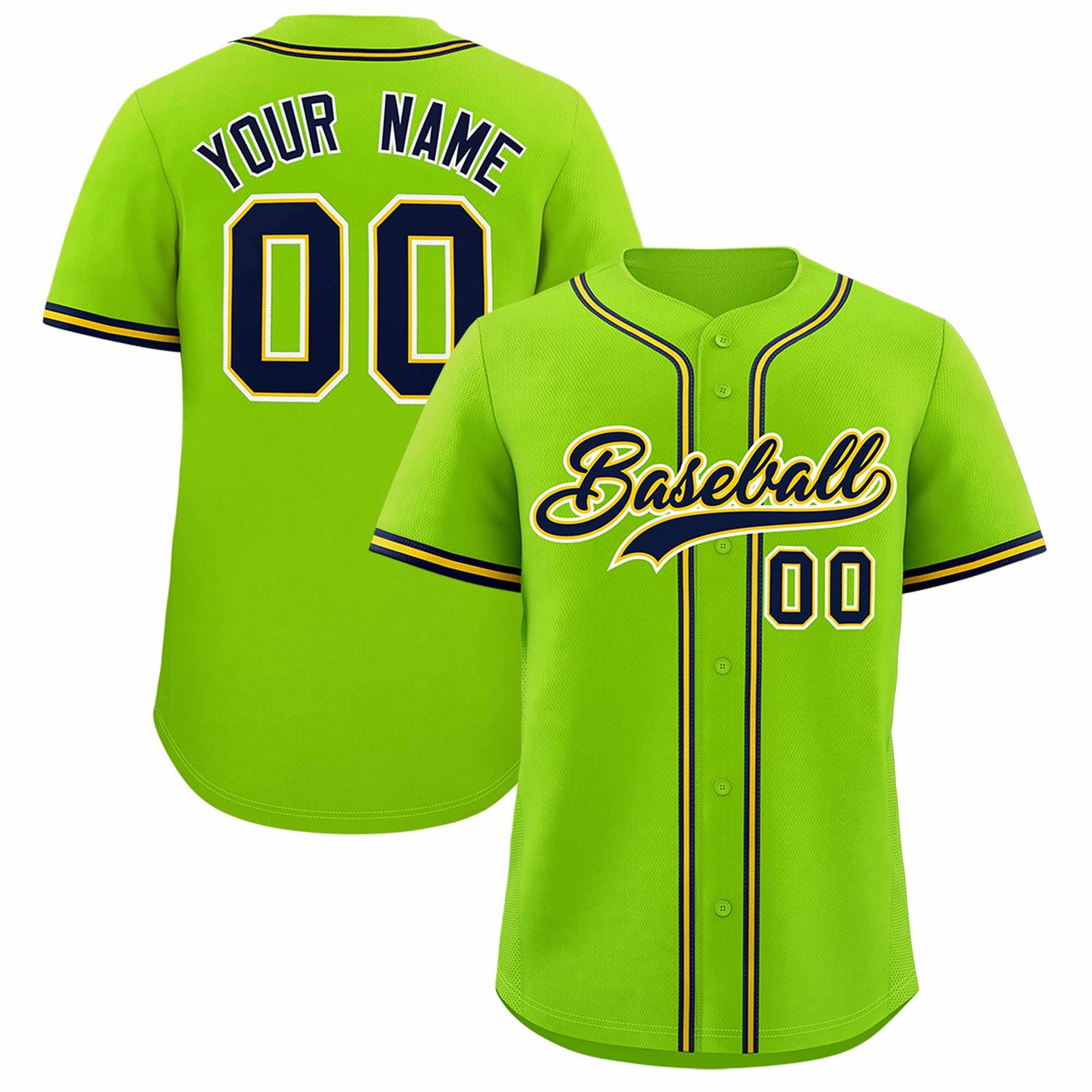 Custom Neon Green Classic Style Authentic Baseball Jersey