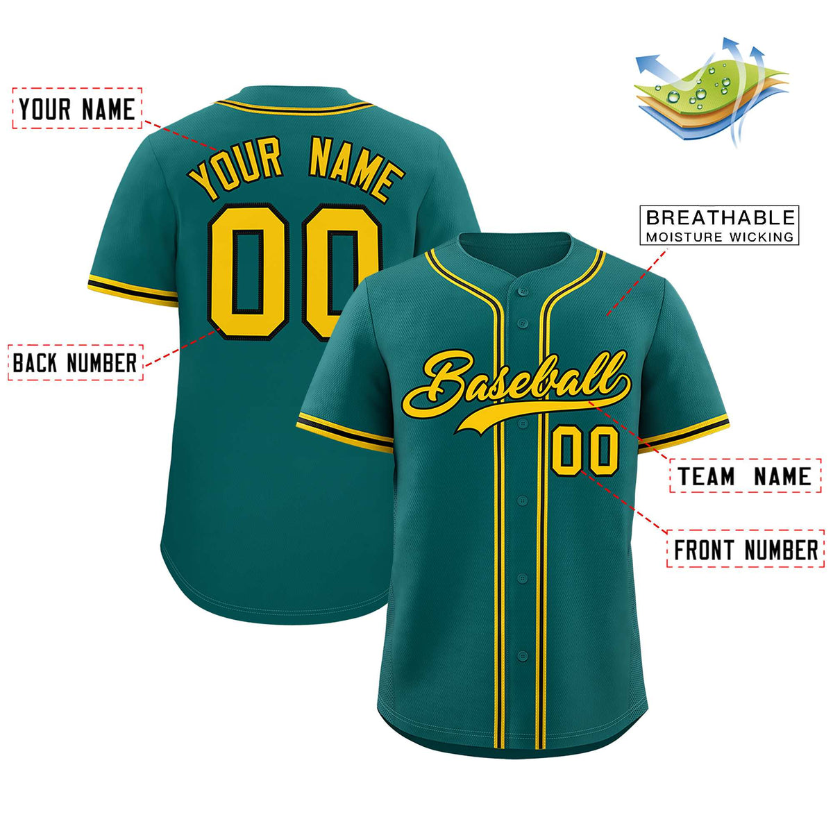 Custom Aqua Classic Style Authentic Baseball Jersey