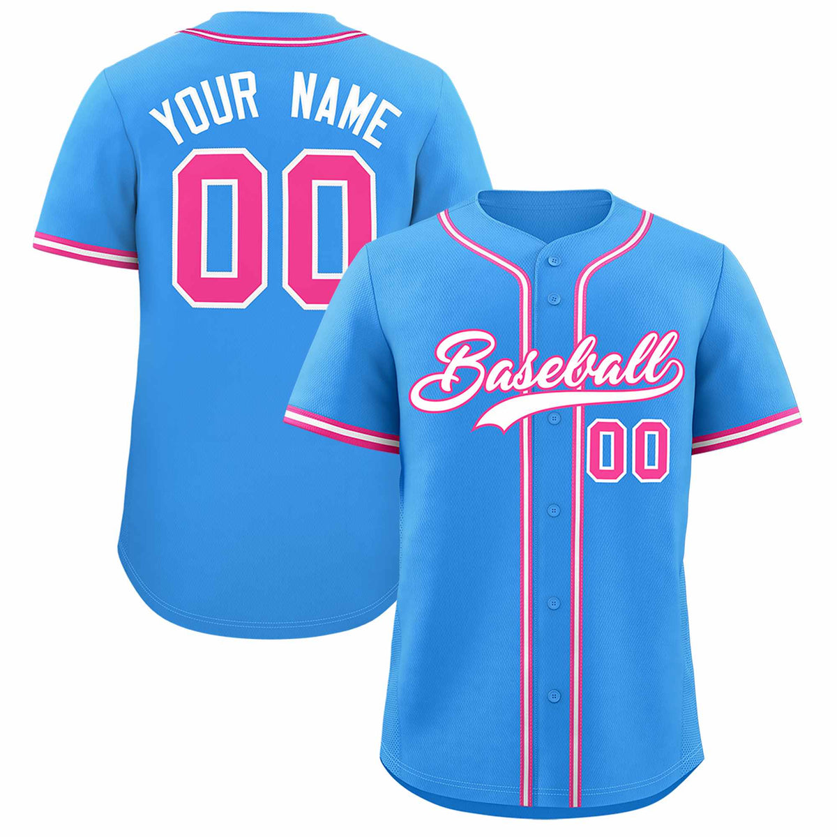 Custom Powder Blue Classic Style Authentic Baseball Jersey