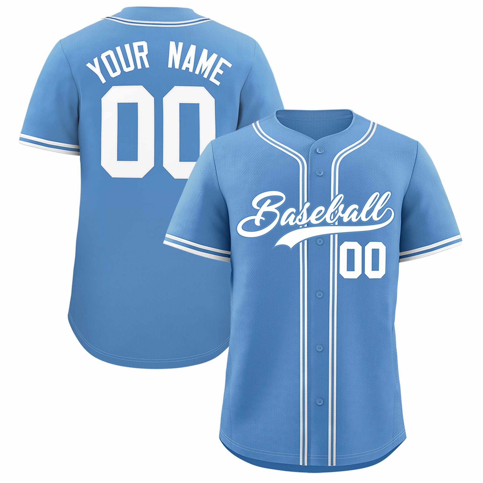 Custom Light Blue Classic Style Authentic Baseball Jersey