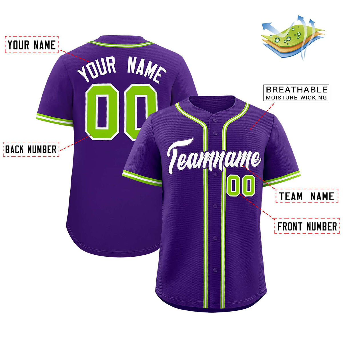 Custom Purple Classic Style Authentic Baseball Jersey