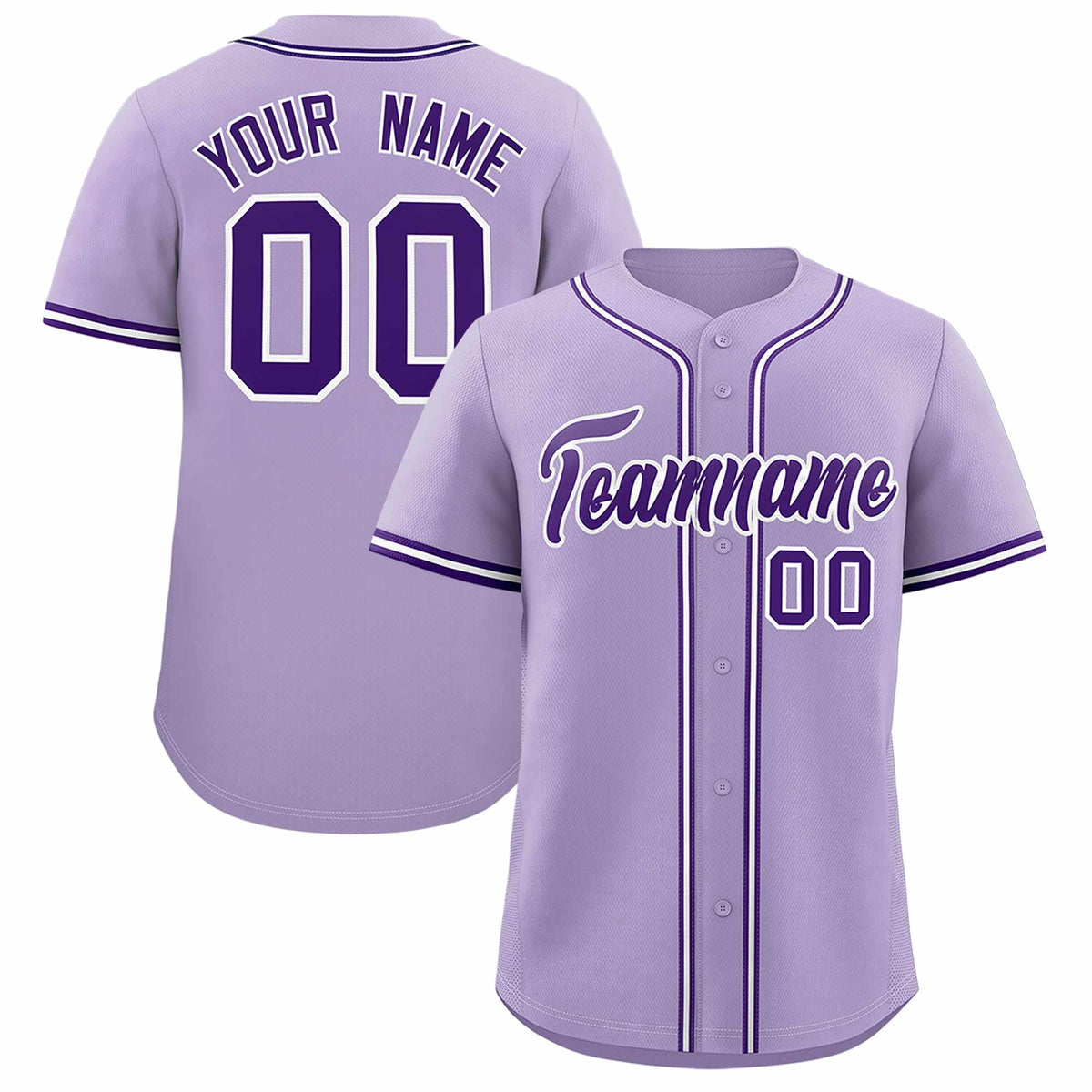 Custom Light Purple Classic Style Authentic Baseball Jersey