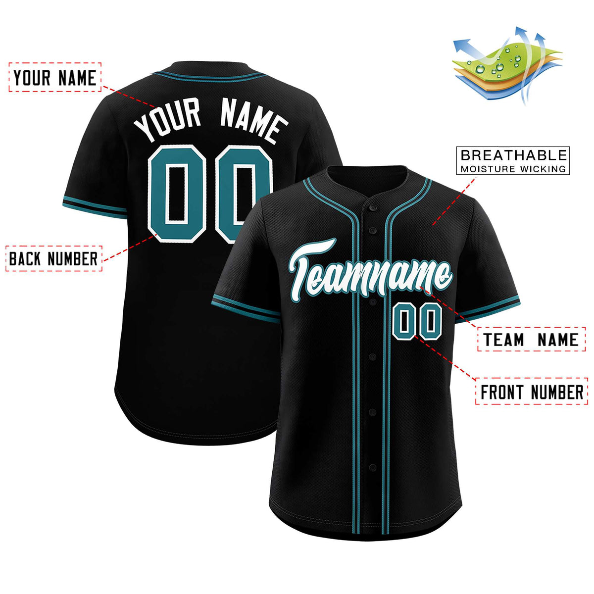 Custom Black Classic Style Authentic Baseball Jersey