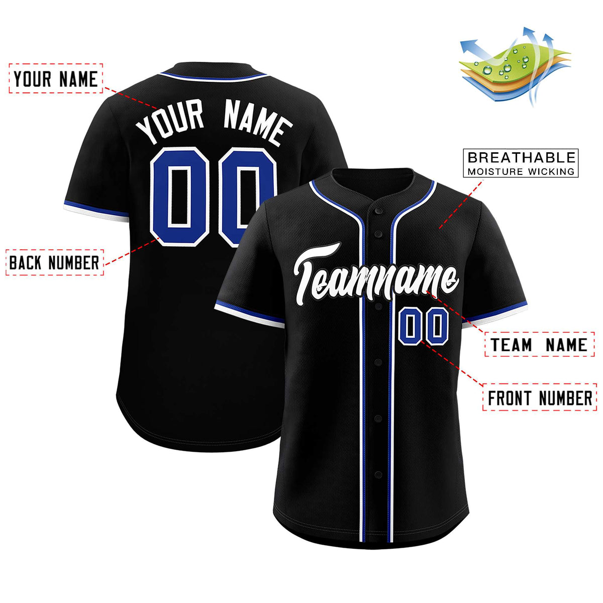 Custom Black Classic Style Authentic Baseball Jersey