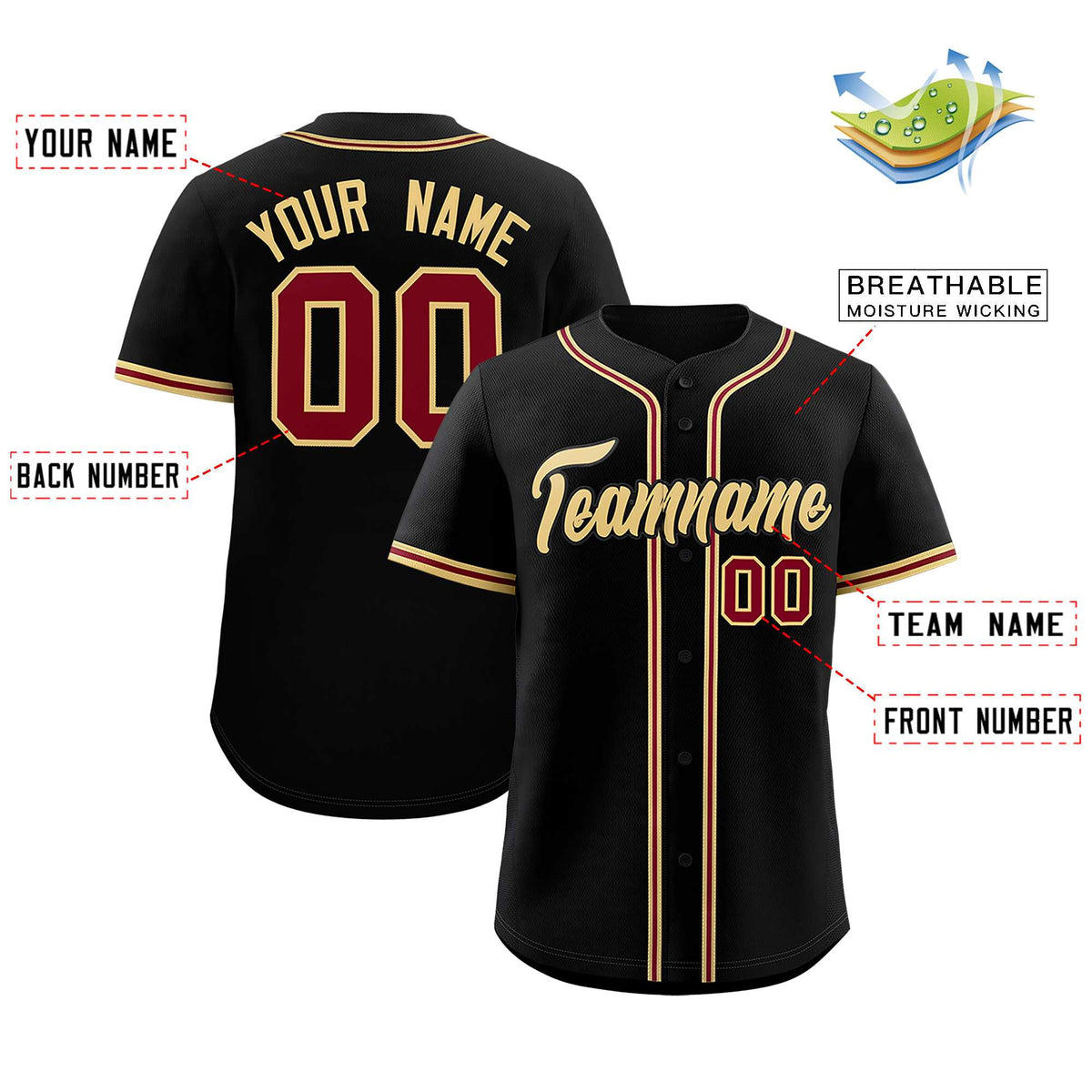 Custom Black Classic Style Authentic Baseball Jersey