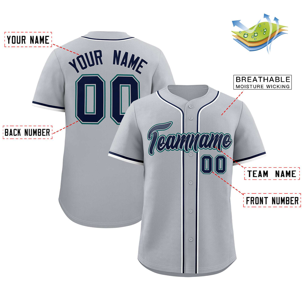 Custom Gray Classic Style Authentic Baseball Jersey