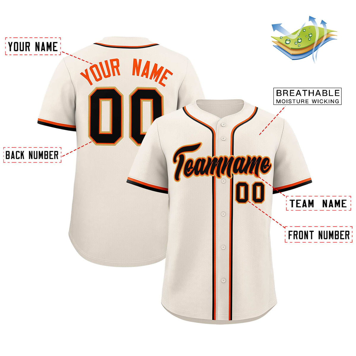 Custom Cream Classic Style Authentic Baseball Jersey