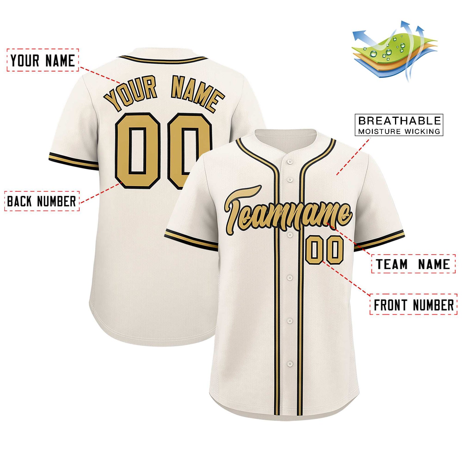 Custom Cream Classic Style Authentic Baseball Jersey