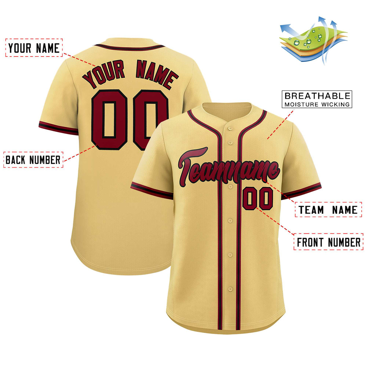 Custom Cream Classic Style Authentic Baseball Jersey