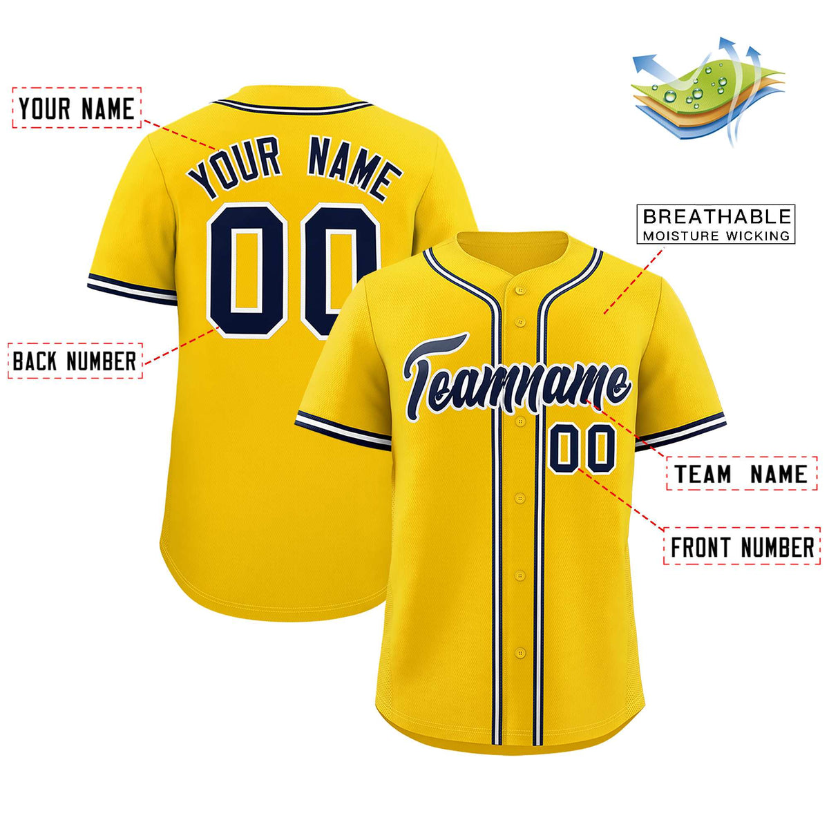 Custom Gold Classic Style Authentic Baseball Jersey