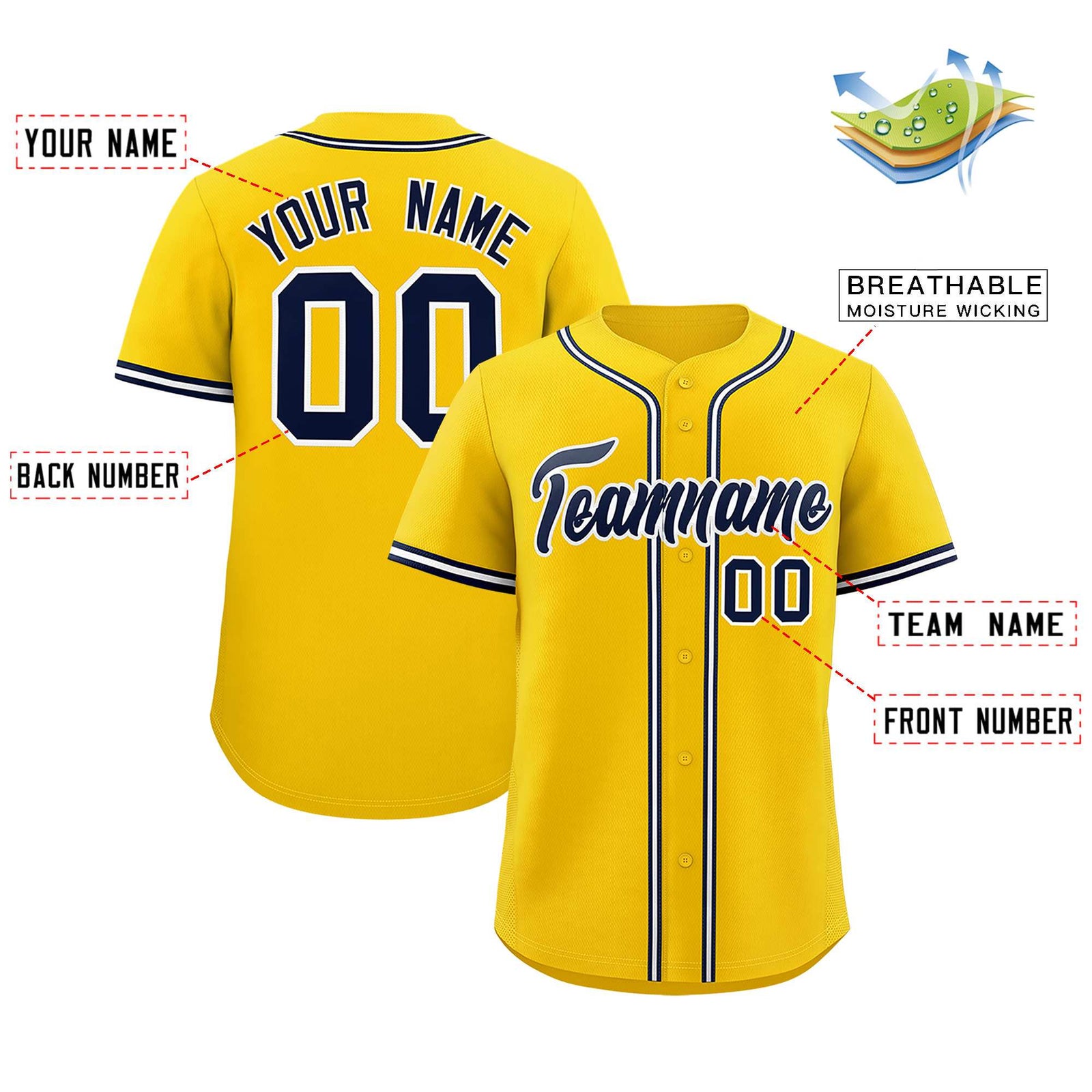 Custom Gold Classic Style Authentic Baseball Jersey