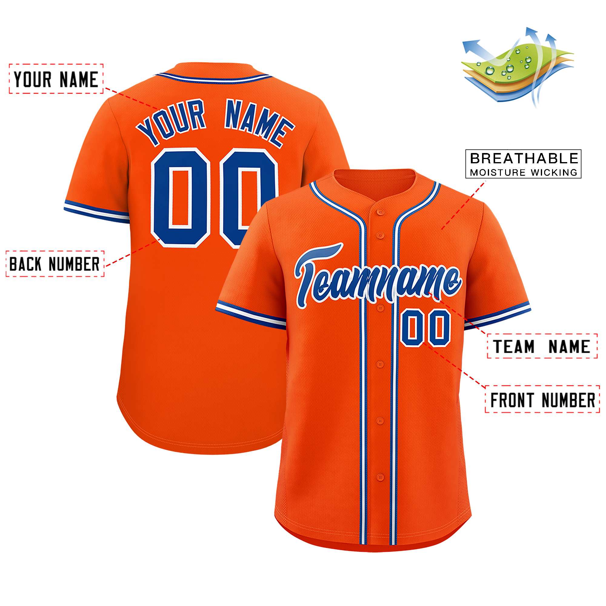 Custom Orange Classic Style Authentic Baseball Jersey
