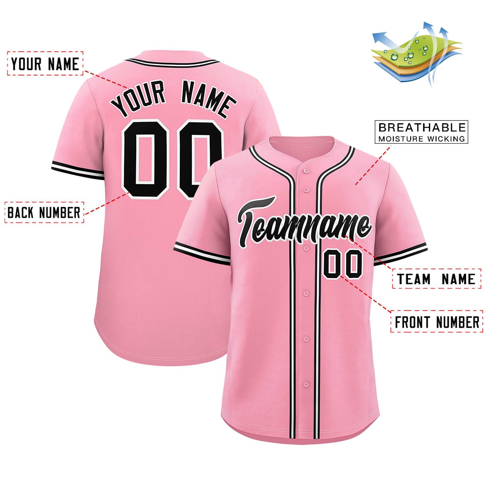 Custom Light Pink Classic Style Authentic Baseball Jersey