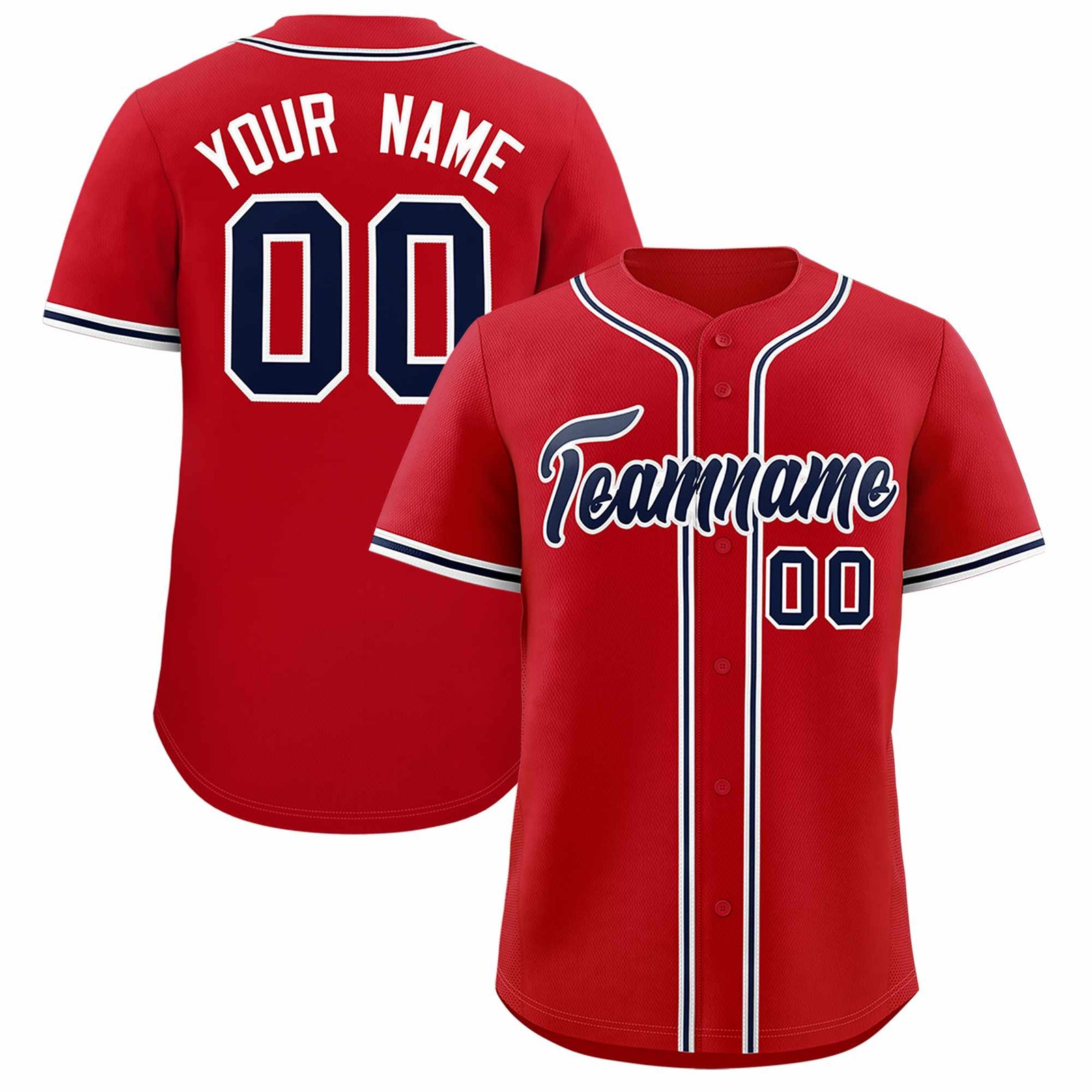 Custom Red Classic Style Authentic Baseball Jersey