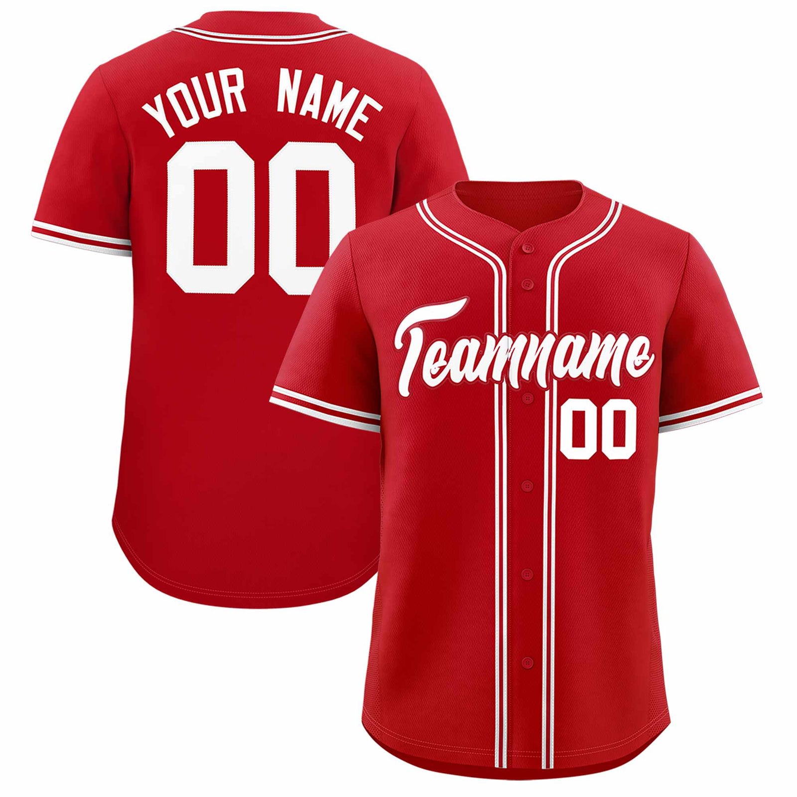 Custom Red Classic Style Authentic Baseball Jersey