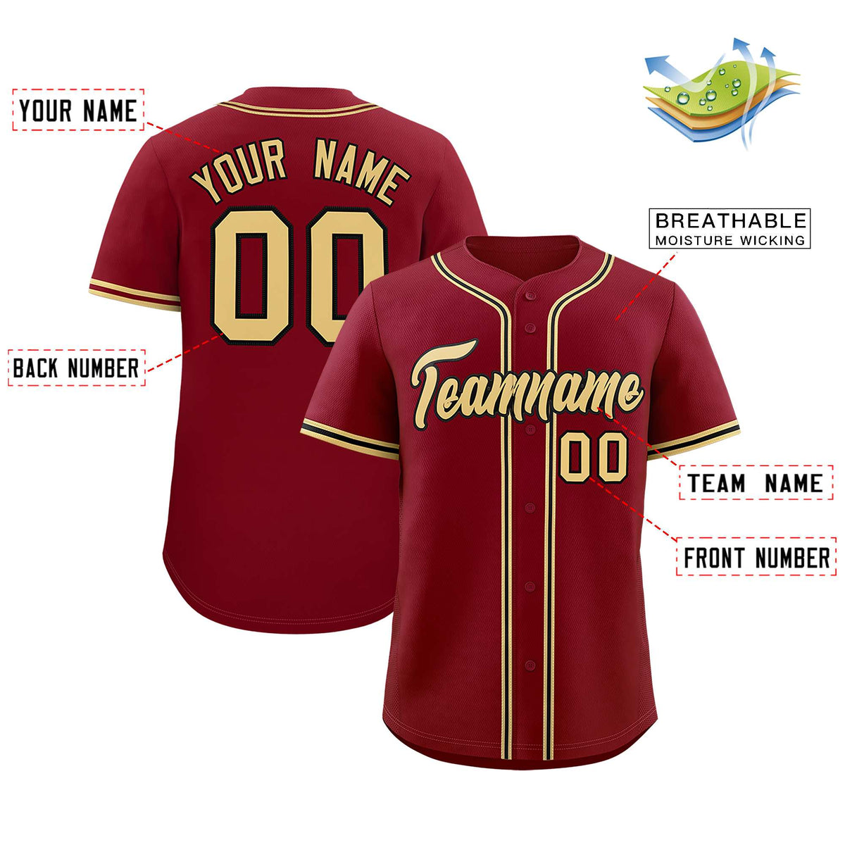 Custom Crimson Classic Style Authentic Baseball Jersey