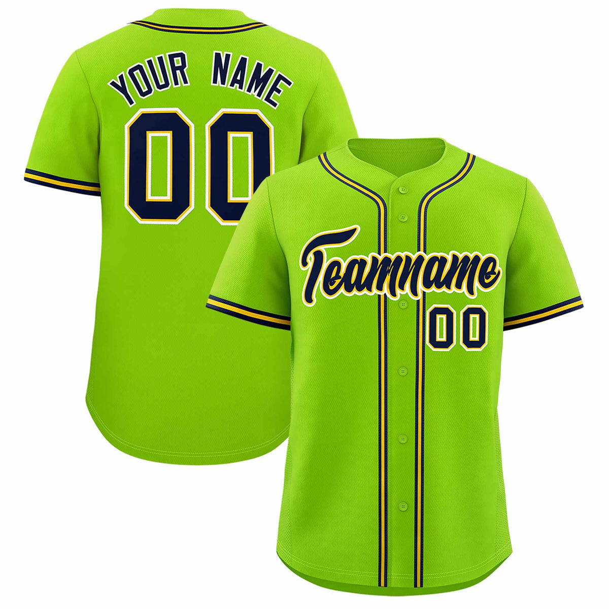 Custom Neon Green Classic Style Authentic Baseball Jersey